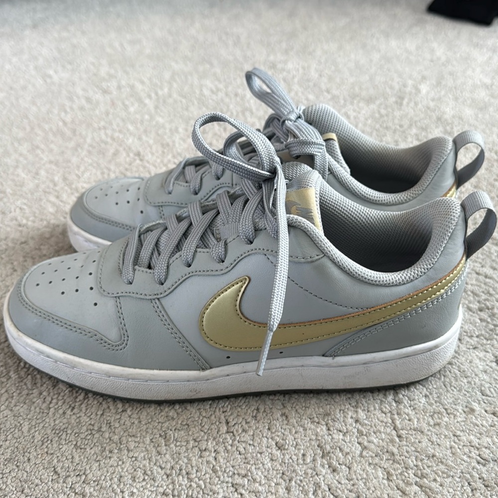 Nike Court Borough Low 2 'Gray Gold' BQ5448-013 kids youth 6.5 fits women size 8